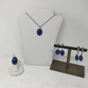 Unbranded Necklace Clip Earrings Ring Faux Lapis